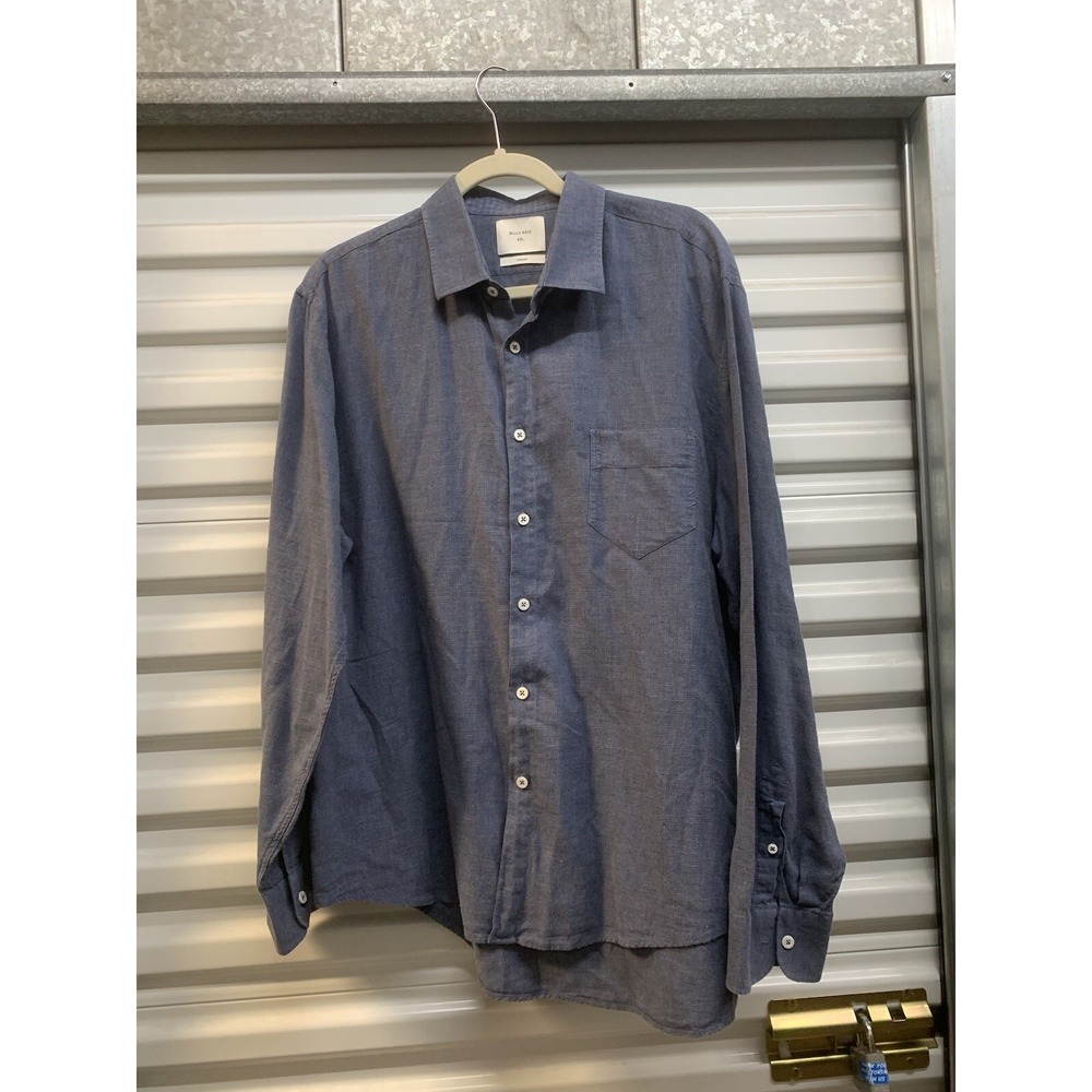 BILLY REID Standard Button up Shirt Blue 100% Cotton 2XL Made in Italy